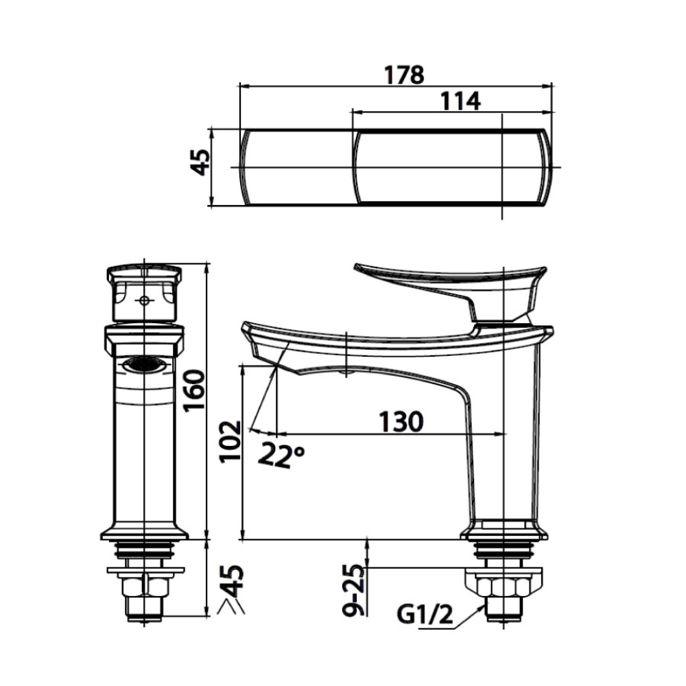 Vòi chậu lavabo COTTO CT1221A / BLBR / CG nước lạnh Thantara - 3