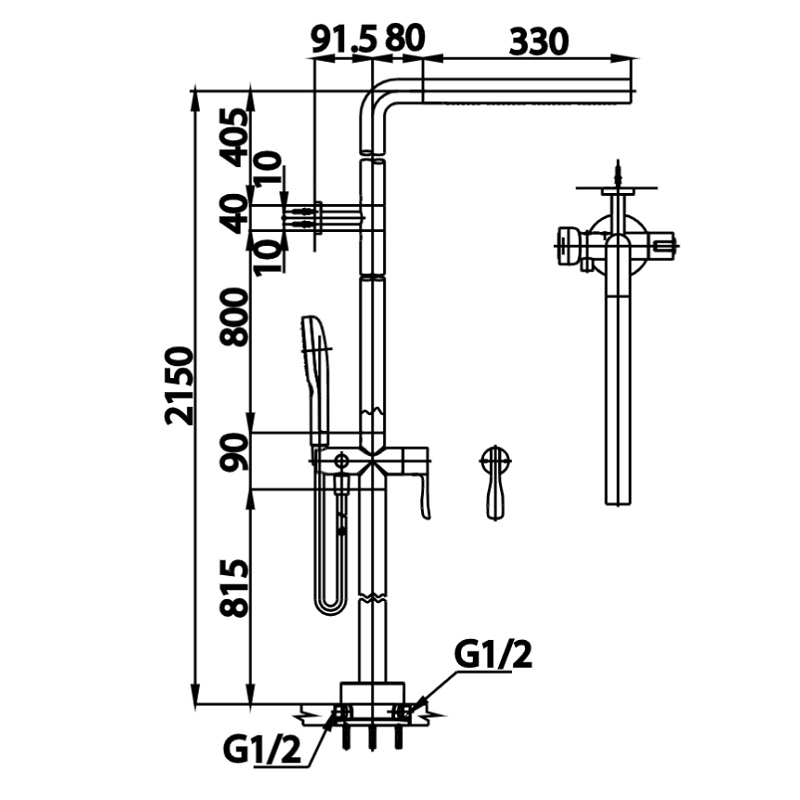 Thân sen tắm đứng COTTO đặt sàn CT386AXZ003
