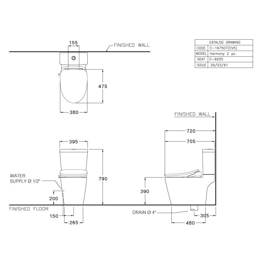 Bồn cầu 2 khối nắp điện tử COTTO C167507(CV5) Harmony - 2
