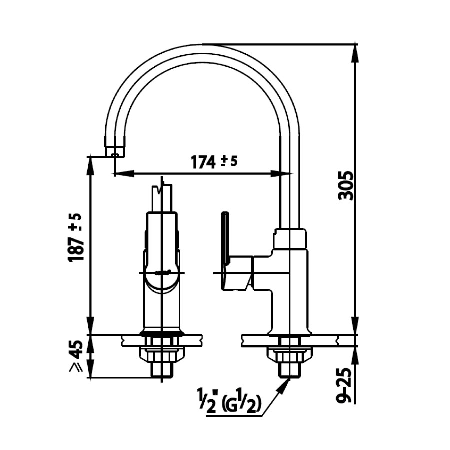 Vòi bếp COTTO CT1117A(HM) lạnh Alto - 2