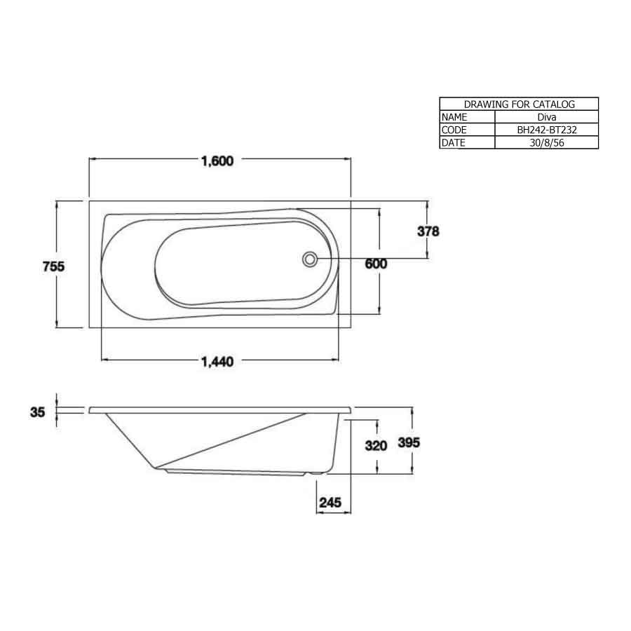 Bồn tắm COTTO BH242PP(H) xây bệ có tay vịn - 2
