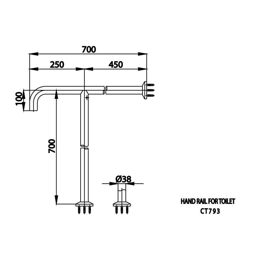 Thanh tay vịn COTTO CT793 Handrail hình chữ T