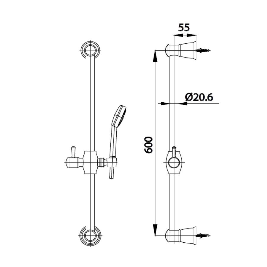 Thanh trượt sen tắm COTTO CT0132 Slide Bar - 2