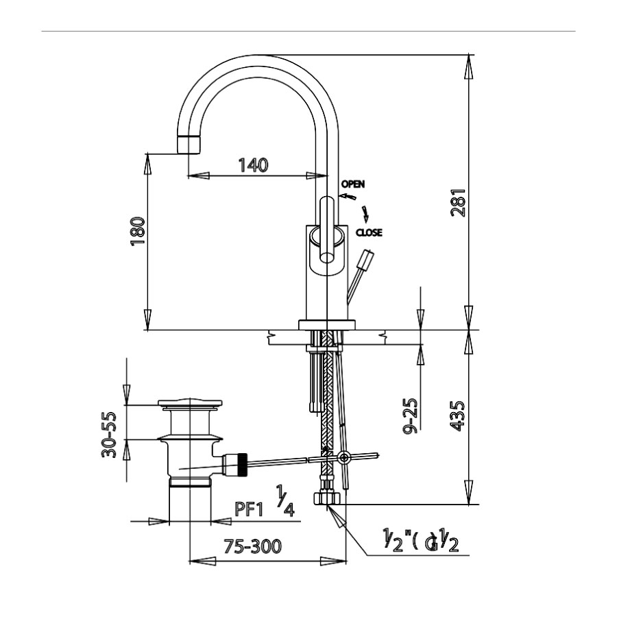 Vòi chậu lavabo COTTO CT239C20 nóng lạnh Cross - 2