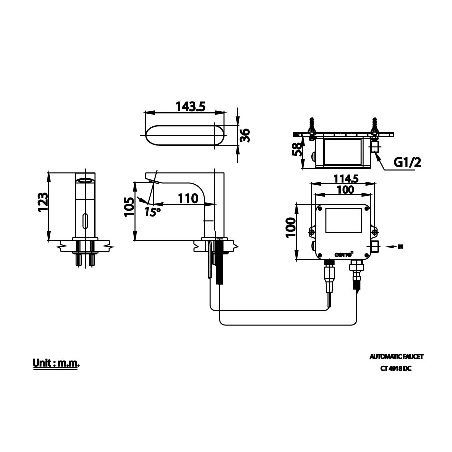 Vòi chậu lavabo COTTO CT4918AC cảm ứng lạnh (dùng điện)