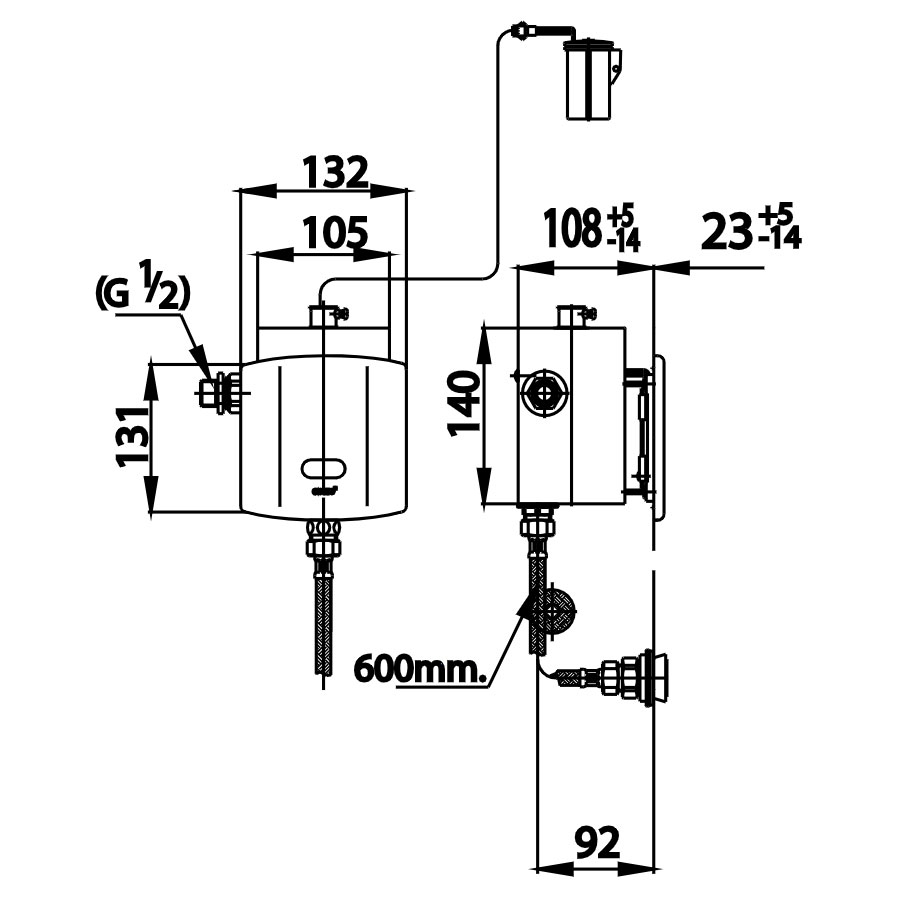 Van xả tiểu nam cảm ứng âm tường COTTO CT480AC / CT480DC - 3