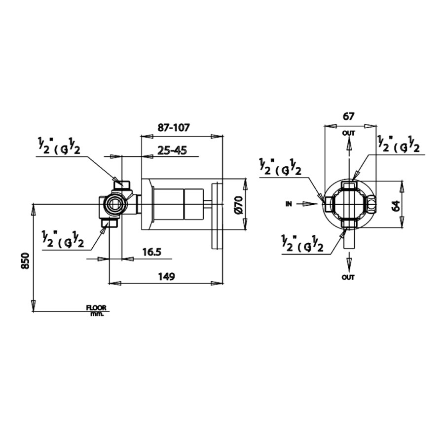 Van điều chỉnh âm tường lạnh 1 đường nước Anthony COTTO CT606 - 2