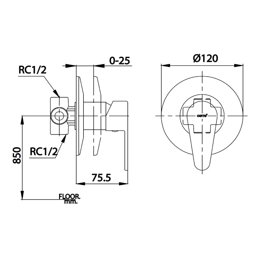 Van điều chỉnh âm tường COTTO CT3004AE lạnh 1 đường nước Next I - 2
