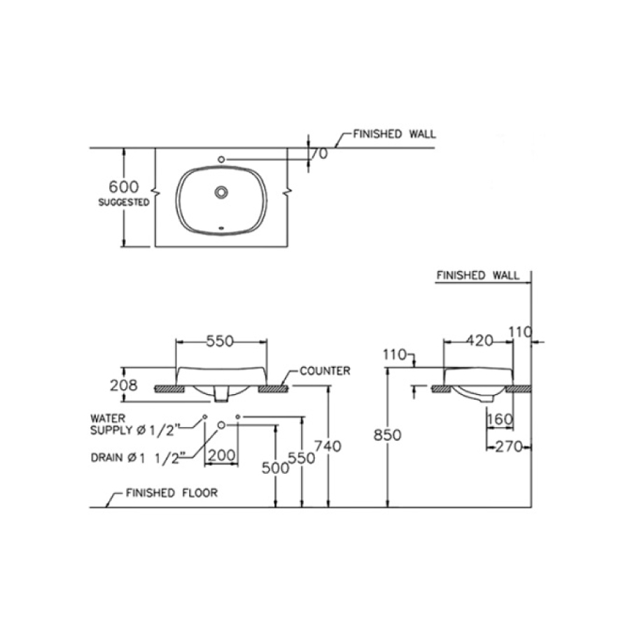 Chậu rửa lavabo đặt bàn COTTO C02517 Chloe - 2