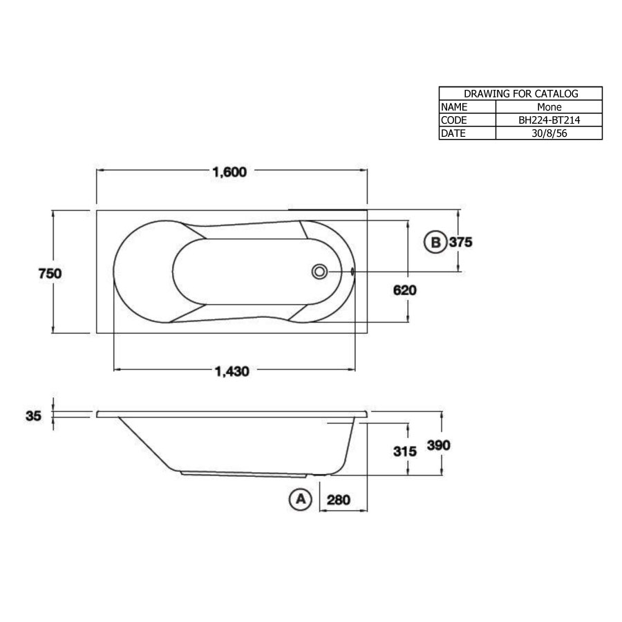 Bồn tắm COTTO BH224D(H) / BH224PP(H) xây bệ có tay vịn - 2