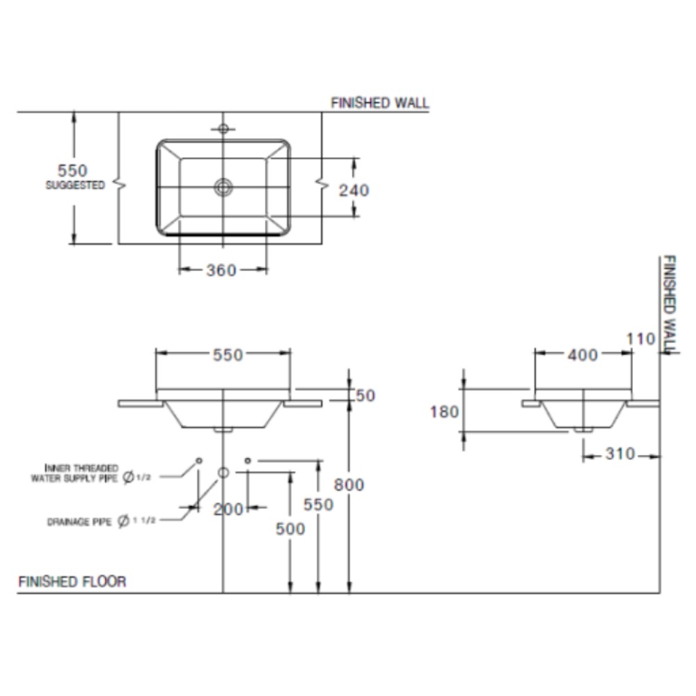 Chậu rửa lavabo đặt bàn COTTO C0032 - 2