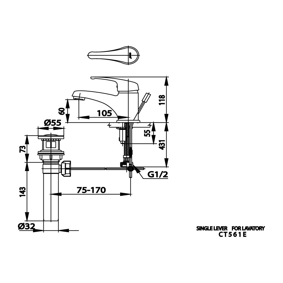 Vòi chậu lavabo COTTO CT561E nóng lạnh Arona - 2