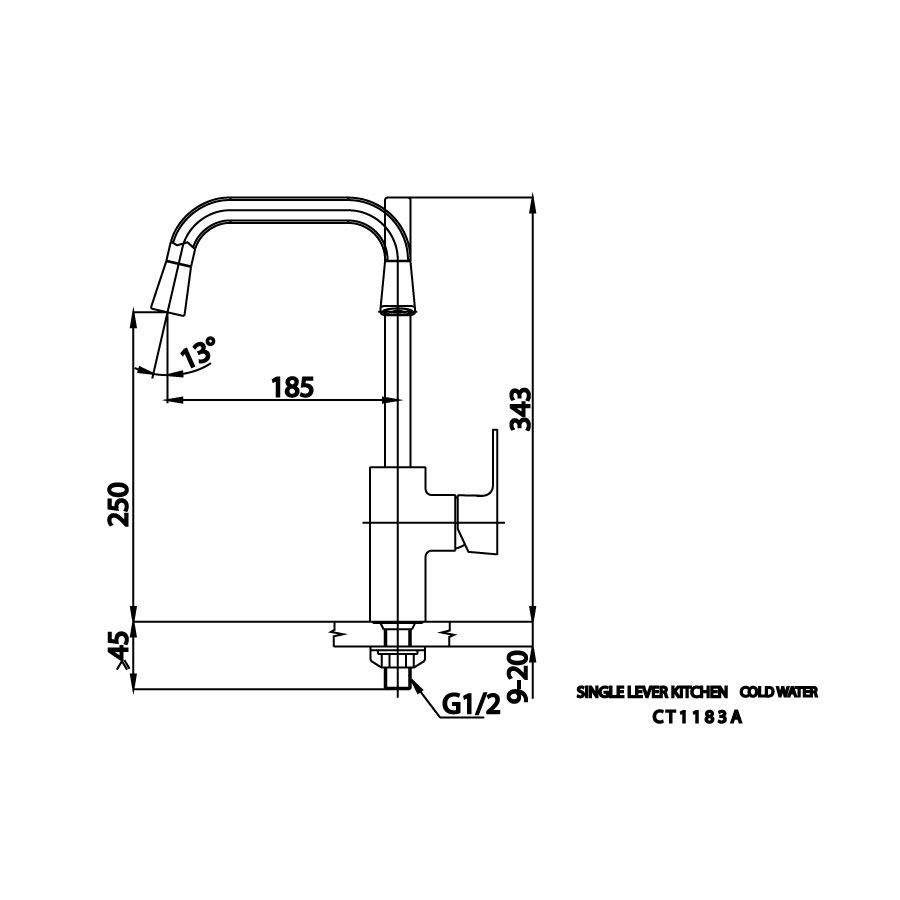 Vòi bếp COTTO CT1183A lạnh Cubic - 2