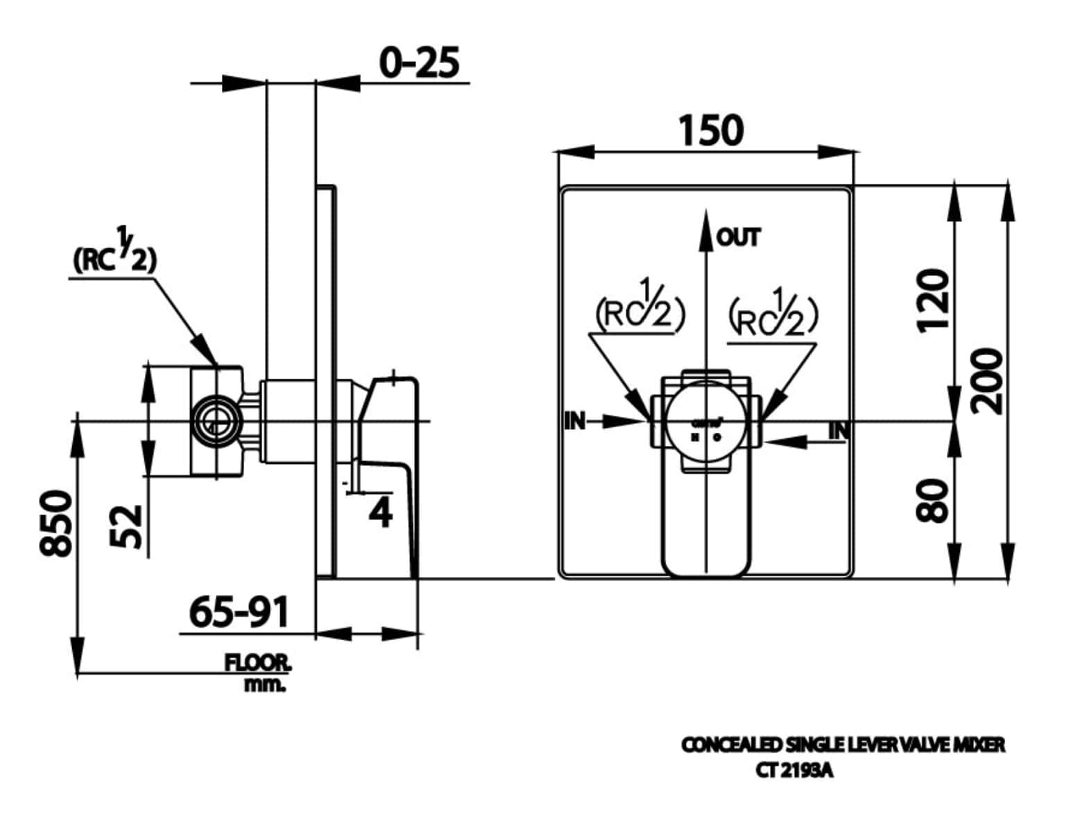 Van điều chỉnh âm tường COTTO CT2193A nóng lạnh 1 đường nước Sonata - 3