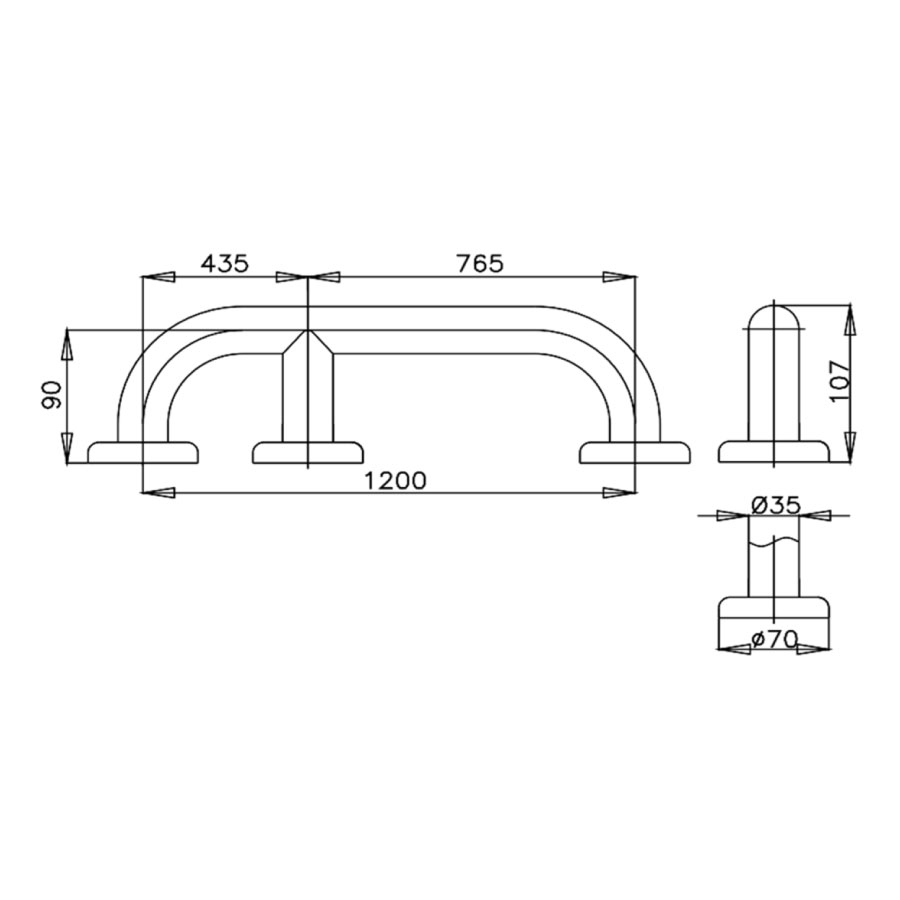 Thanh tay vịn COTTO CT7501L120(HM) Handrail