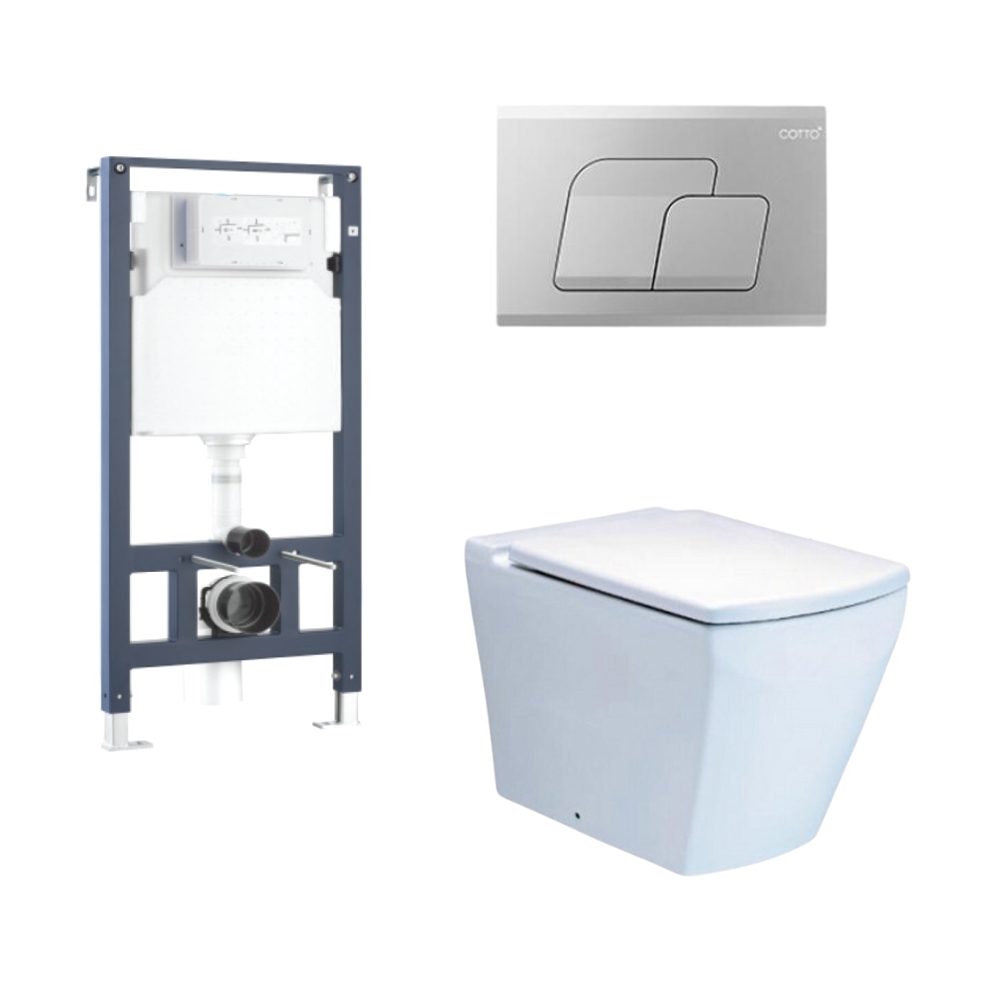 Bồn cầu đặt sàn COTTO SC19847(F) nắp êm dòng Tetragon