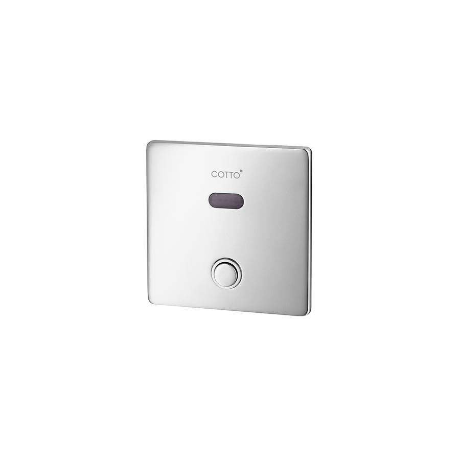 Van xả tiểu nam COTTO CT4802AC cảm ứng âm tường dùng điện có nút xả cơ
