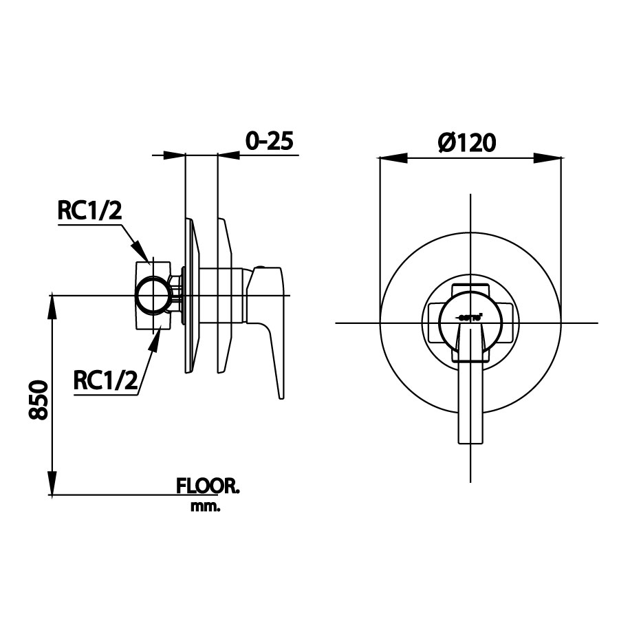 Van điều chỉnh âm tường COTTO CT1233A lạnh 1 đường nước Linio - 2