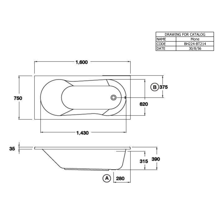 Bồn tắm COTTO BT214D(H) / BT214PP(H) xây bệ không tay vịn - 2