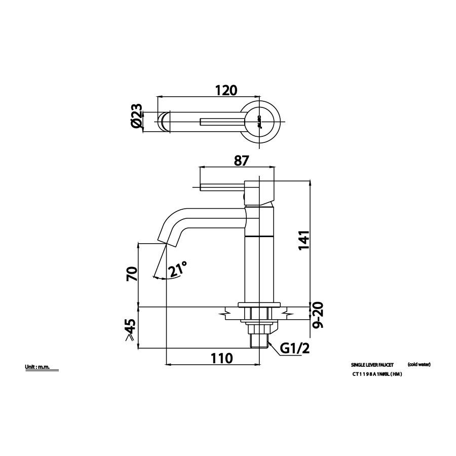 Vòi chậu lavabo COTTO CT1198A1N#BL(HM) nước lạnh màu đen Geo
