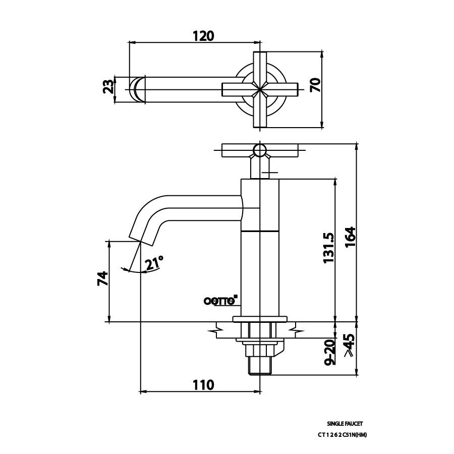 Vòi chậu lavabo COTTO CT1262C51N(HM) nước lạnh Geo