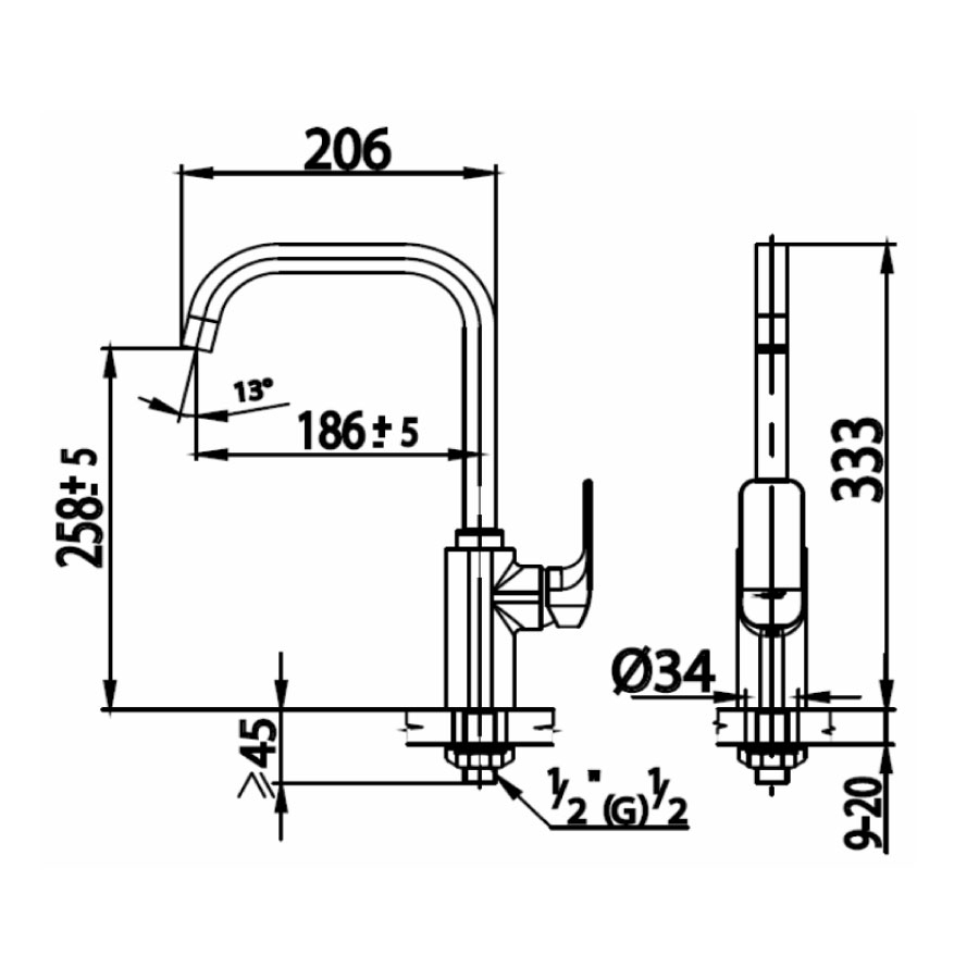 Vòi bếp COTTO CT1136A lạnh Scirocco - 2