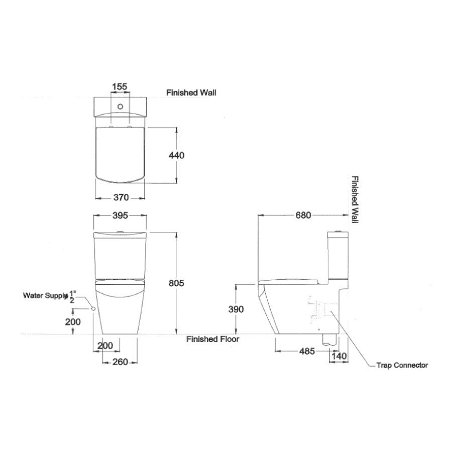 Bồn cầu 2 khối COTTO C17107 nắp đóng êm Tetragon - 2