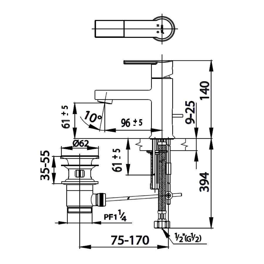 Vòi chậu lavabo COTTO CT2094A nóng lạnh Alto