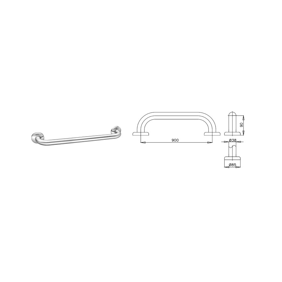 Thanh tay vịn thẳng COTTO CT790(90CM) Handrail - 2