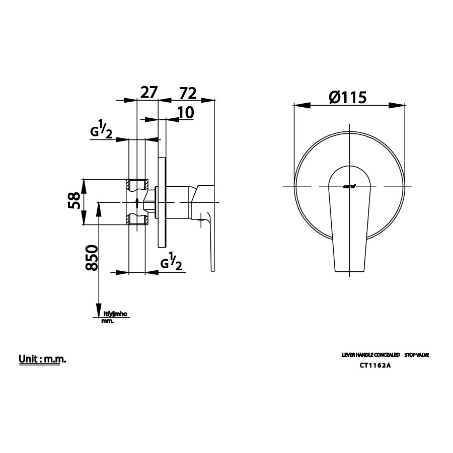 Van điều chỉnh âm tường COTTO CT1162A lạnh 1 đường nước Luke