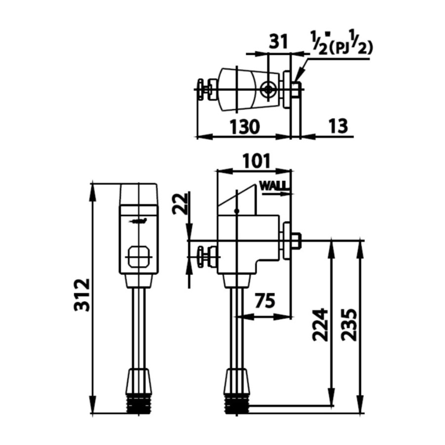 Van xả nhấn tiểu nam COTTO CT477P