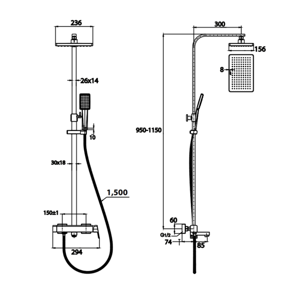 Bộ sen cây nóng lạnh bát vuông COTTO CT3005WOS - 2