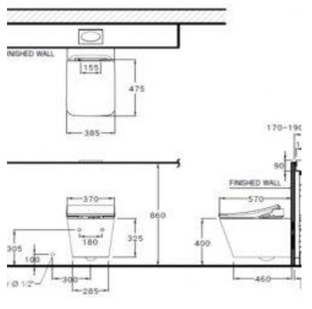 Bồn cầu treo tường nắp điện tử COTTO SC197627(CV8) Simply Modish - 2