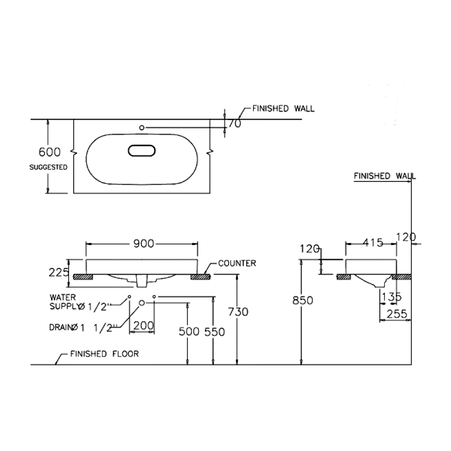 Chậu rửa lavabo đặt bàn COTTO C002517 Olix - 2