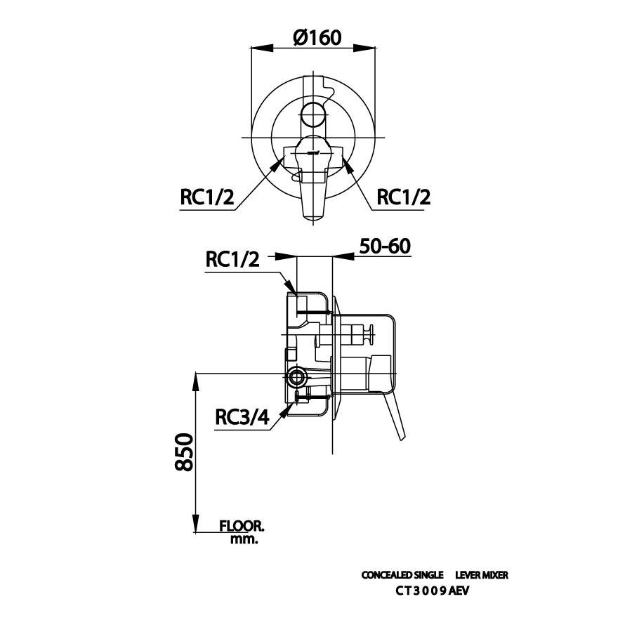 Van điều chỉnh âm tường COTTO CT3009AEV nóng lạnh kèm van dừng 2 đường nước Next III