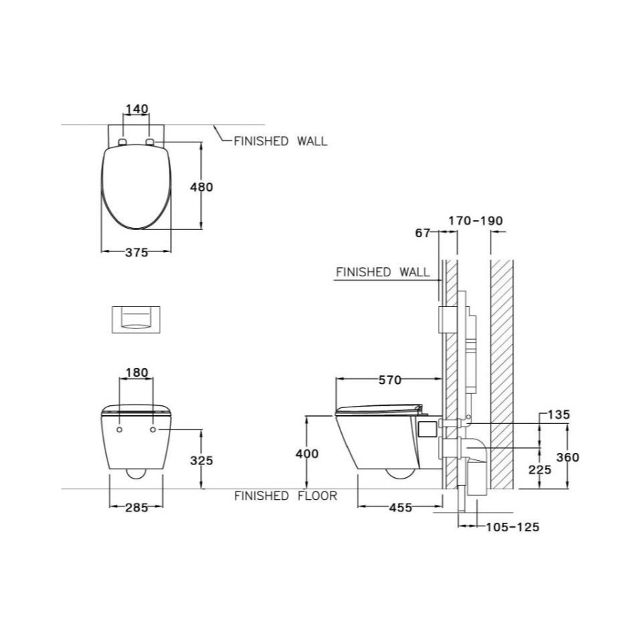 Bồn cầu treo tường COTTO SC1986(T) nắp êm