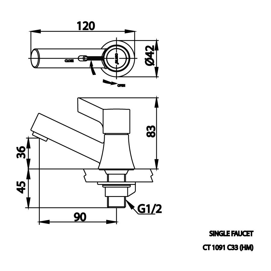 Vòi chậu lavabo COTTO CT1091C33(HM) nước lạnh Lecce