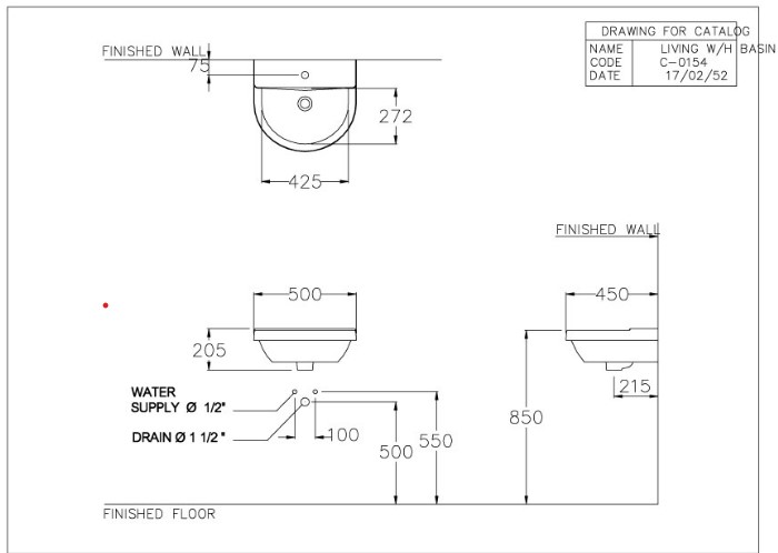 Chậu lavabo treo tường COTTO C01547 Living