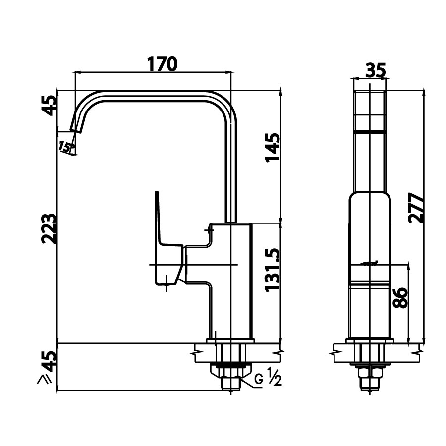 Vòi bếp COTTO CT1172A lạnh Sonata - 2