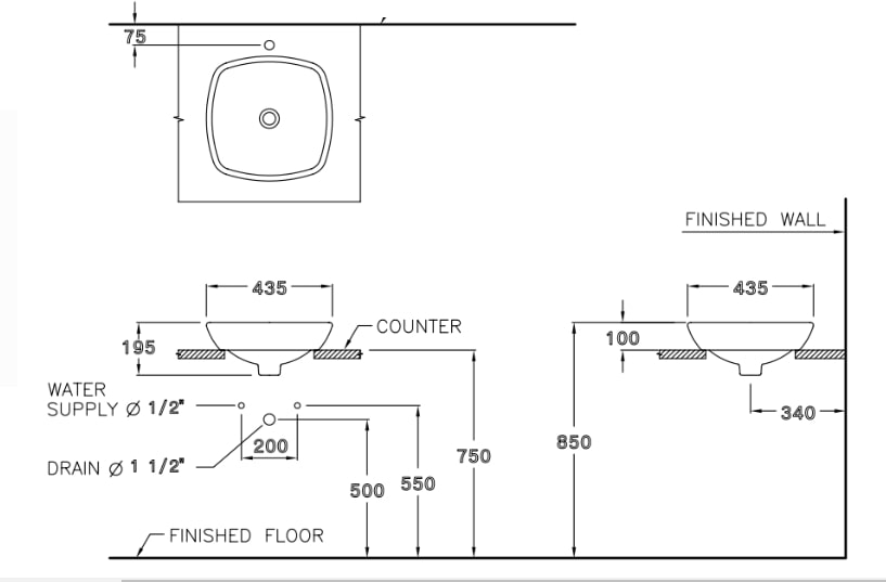 Chậu rửa lavabo đặt bàn COTTO C0003 Tess