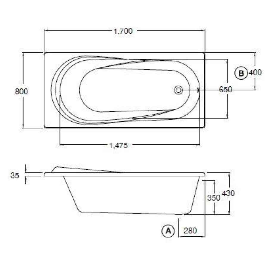 Bồn tắm COTTO BH1052PP(H) xây bệ có tay vịn
