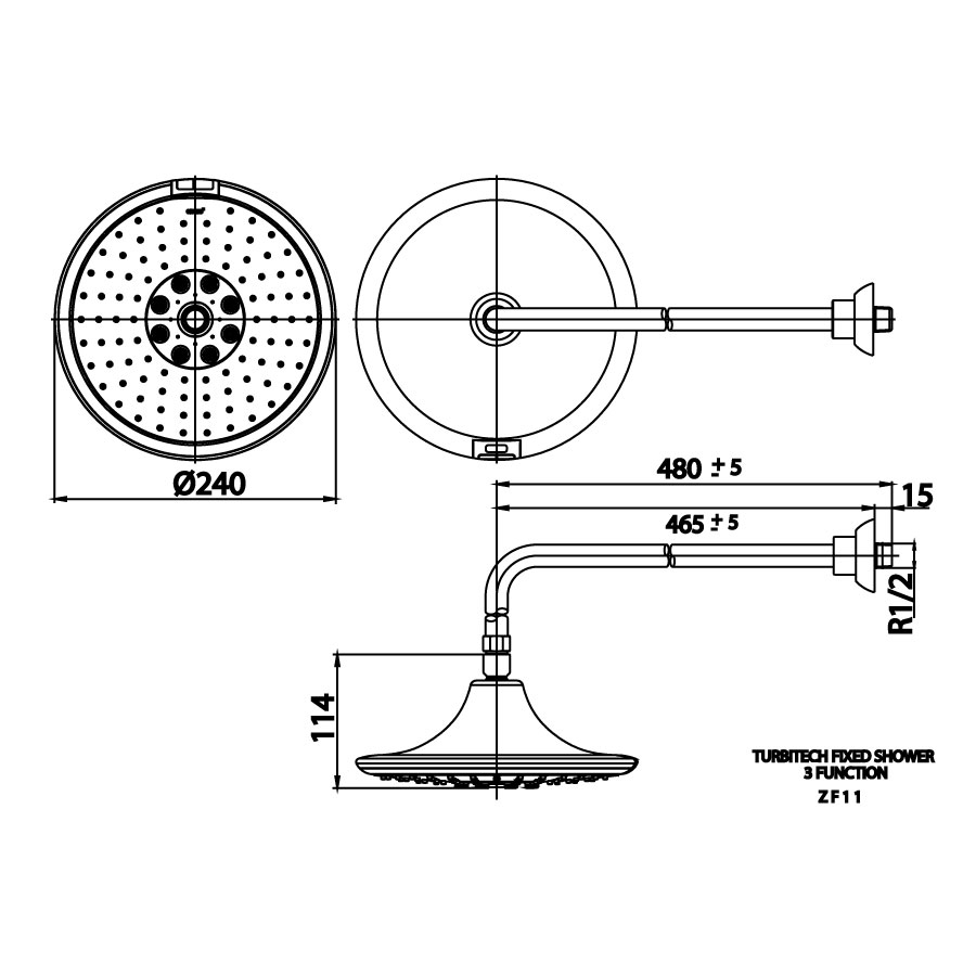 Bát sen mưa COTTO ZF11 gắn tường Led 3 chức năng