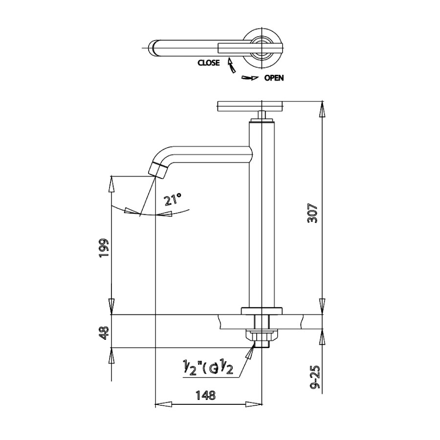 Vòi chậu lavabo COTTO CT103C20 lạnh thân cao Cross