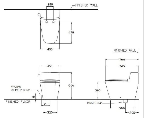 Bồn cầu 1 khối COTTO C101907 nắp êm dòng Hercules Curve