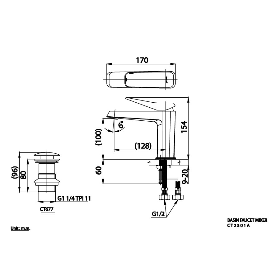 Vòi lavabo nóng lạnh COTTO CT2301A