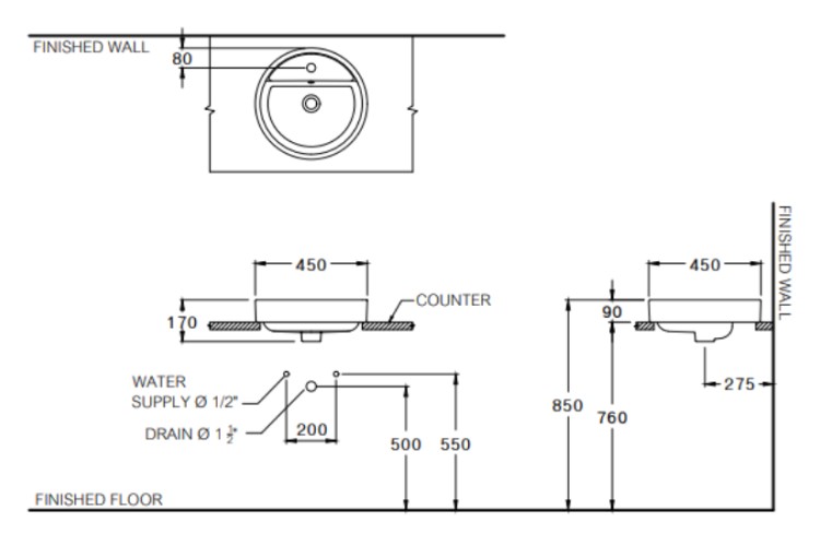Chậu rửa lavabo đặt bàn COTTO C00380MBK/MLG/MWH Geo