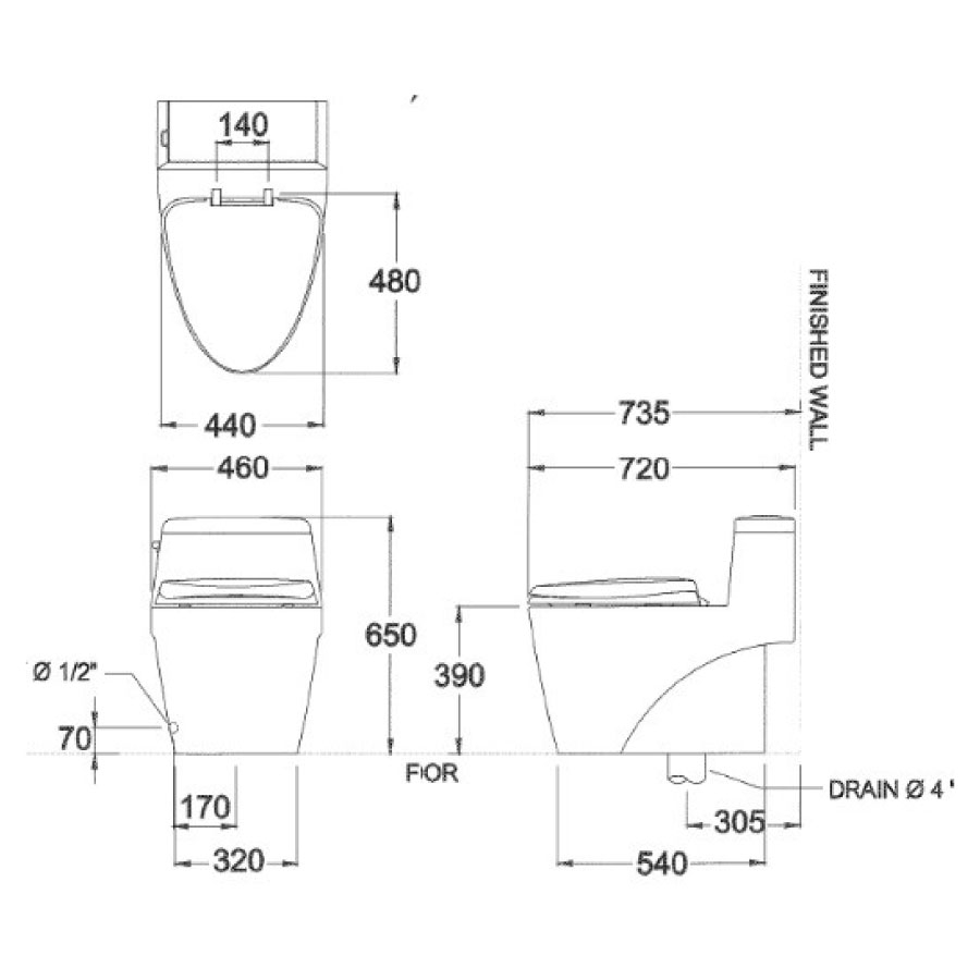 Bồn cầu 1 khối COTTO C10527 nắp êm dòng G.Riviera - 2