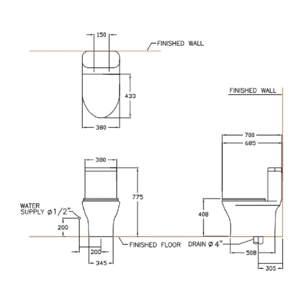 Bồn cầu 1 khối nắp đóng êm dòng Klirr COTTO C11007MBK màu đen mờ - 3