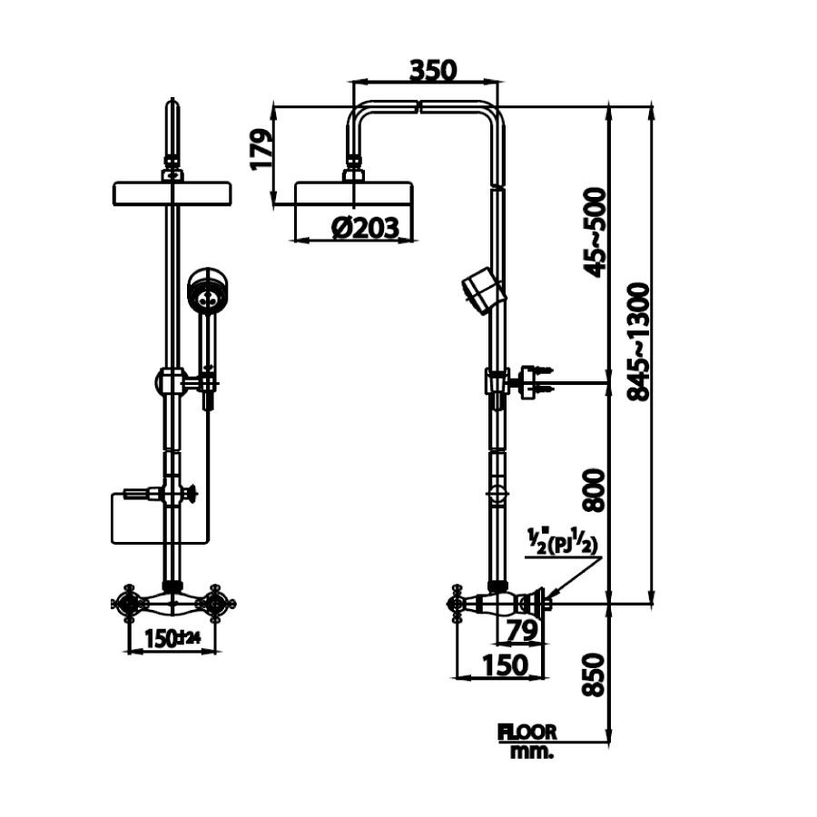 Bộ sen cây COTTO CT275C18WS nóng lạnh bát tròn Classic - 2