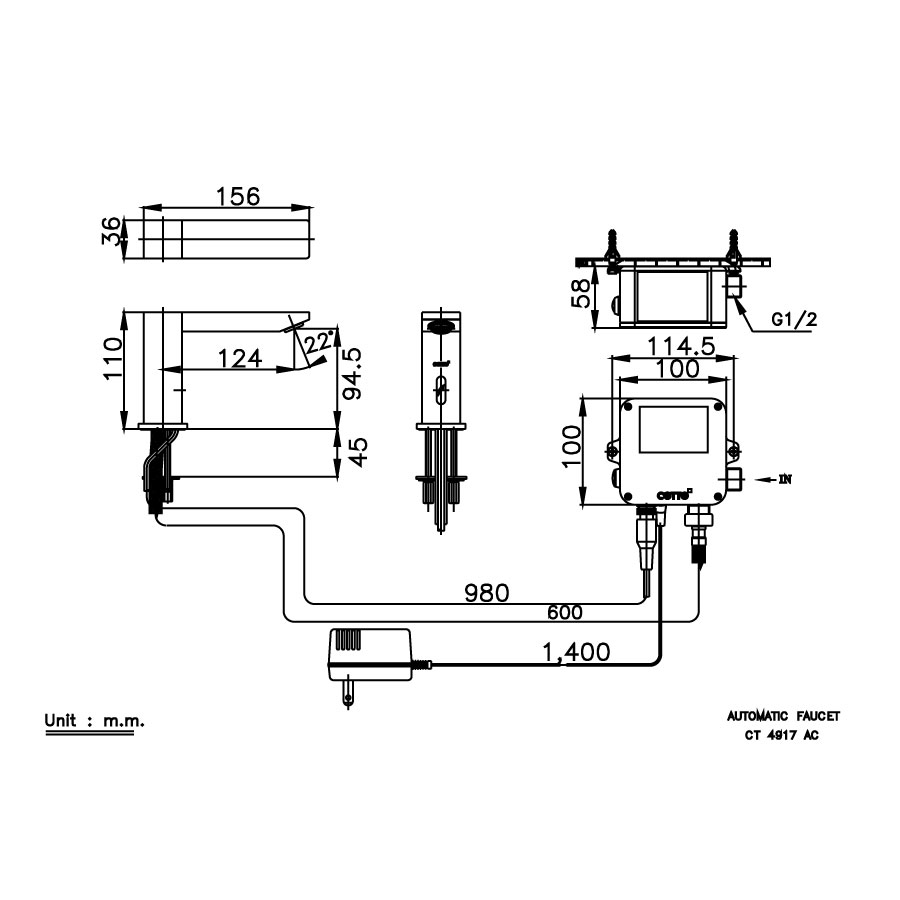 Vòi chậu lavabo COTTO CT4917AC cảm ứng lạnh (dùng điện)